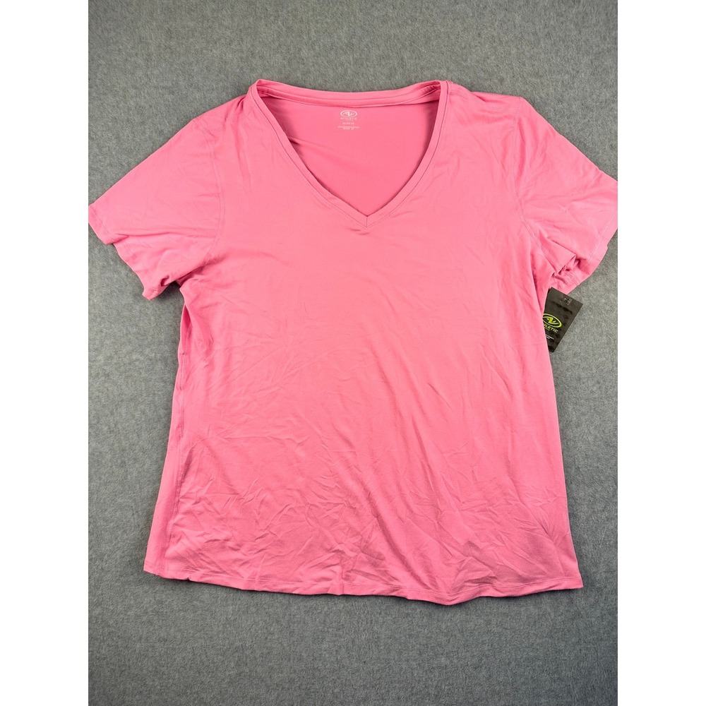 Athletic Works Womens Pink V-Neck Short Sleeve Active T-Shirt XXL 20 NEW